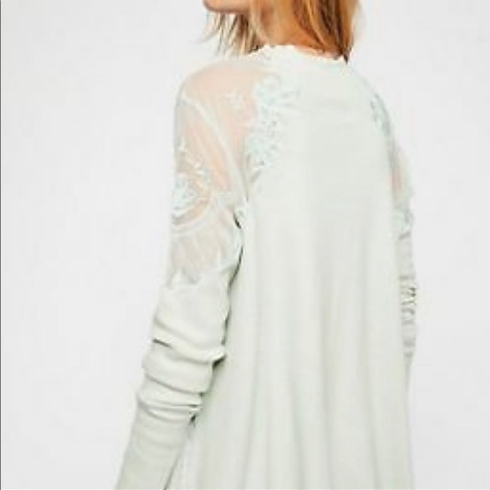 Free people mint long sleeve top lace arm - Picture 7 of 7